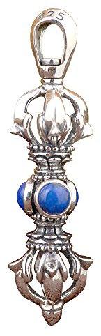 ORLOVA Moulin à prières, Bouddhisme Tibétain Dorje Vajra Phurba Amulette, Vintage 925 Sterling Silver Buddhist Vajra Dorje Collier Pendentif avec Lapis Lazuli for Hommes Femmes