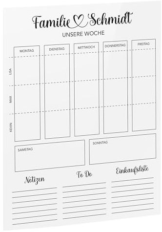 SmagMedia24 Family Time - Familien-Wochenplaner - Individuell gestaltbarer Kalender auf Acrylglas (40x30cm Hochkant)