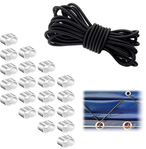 Palwin Corde en Caoutchouc 8 mm, 10M Corde Extensible en Caoutchouc, Corde Extensible avec 20 Snap, Tendeur Elastique Cordons pour Camping, bâche de Remorque, Transport de Marchandises