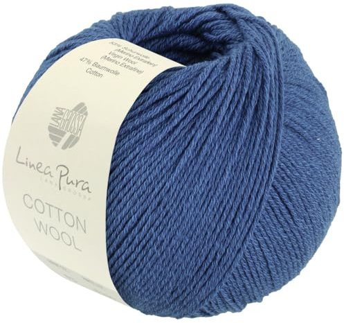 LANA GROSSA Cotton Wool | Klassisches Schurwollgarn mit Baumwolle | Handstrickgarn aus 53% Schurwolle (Merino extrafein) & 47% Baumwolle | 50g Wolle zum Stricken & Häkeln | 195m Garn FB 24