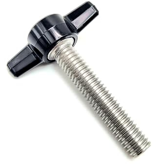 3/8-16 Thumb Screw T-Bolts with Black Plastic Tee Wing Clamping Knob 304 Stainless Steel Standard Coarse Thread Rust-Proof for Indoor/Outdoor Use (Size: 2, 4 Pack)