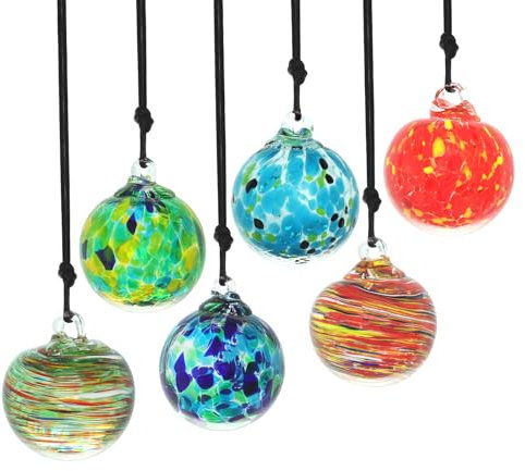 Longheng Weihnachtskugeln aus mundgeblasenem Glas, dekorativ, hängende Kugeln, dekorative Glaskugeln, für Garten, Hof, Terrasse oder Rasen, 6 Stück