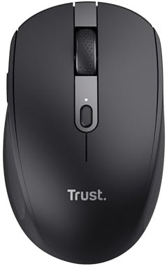 Trust Ozaa Mouse Wireless Bluetooth + 2.4GHz, Mouse senza Fili Silenzioso Compatto, 60% Plastica Riciclata, Bluetooth Ricaricabile Laptop PC Computer Windows Android Mac - Nero