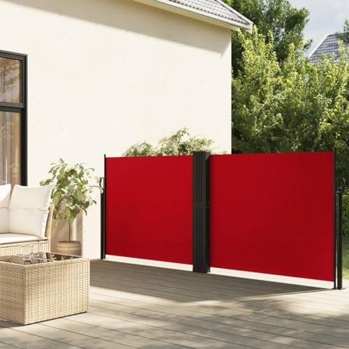 Gecheer Seitenmarkise Ausziehbar Markise Klemmmarkise,Garten-Sichtschutz Sonnenschutz Balkonmarkise Standmarkise Gartenmarkise Terrassenmarkise Gelenkarmmarkise Sonnenmarkise Rot 140x1200 cm