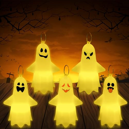 Lets Joy Halloween LED Luz, 5 Piezas Halloween Fantasmas Luces LED, Halloween Fantasmas Decoración Colgante, Decoración de Halloween, Juguetes Luminosos, Regalo de Fiesta de Halloween