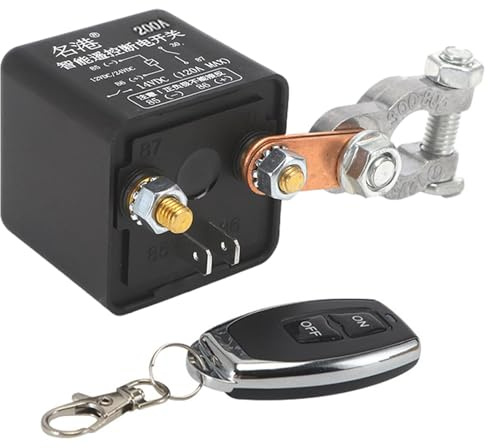 Universelles Batterieschalter-Relais – Fernbedienungs-Batterietrenner, Fernbedienungsschalter | Kabellos 24 V/12 V 200 A, umfassender Auto-Stromschutz