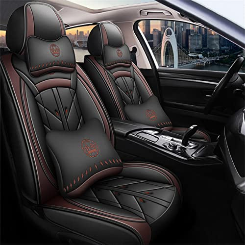 maiqiken Autositzbezug Für Ford Ranger 2003-2025 Komplettset 5 Sitze sitzbezüge Allwettereinsatz Auto PU Ledersitzbezug Vorne und Hinten 5 Stück, Deluxe Version - Kaffee