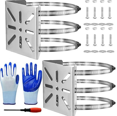 SRunDe 2 Set Soporte de Poste Vertical Universal, Soporte Esquina Cámara de Seguridad con 6 Bucles Ajustables Soporte de Esquina Universal para Cámara de Vigilancia para Cámaras CCTV Montaje