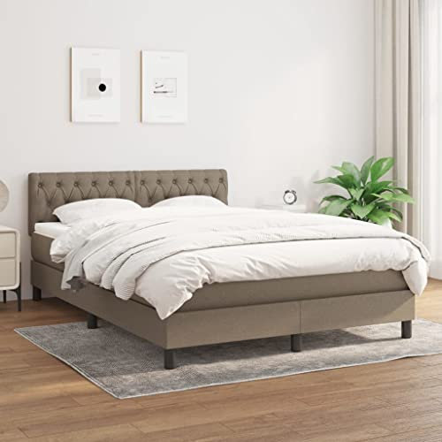 qohoio Boxspringbett mit Matratze Betten Mit Matratze Schlafzimmer Bett Boxspringbett Mit Matratze Taupe 140x200 cm Stoff - 3140301