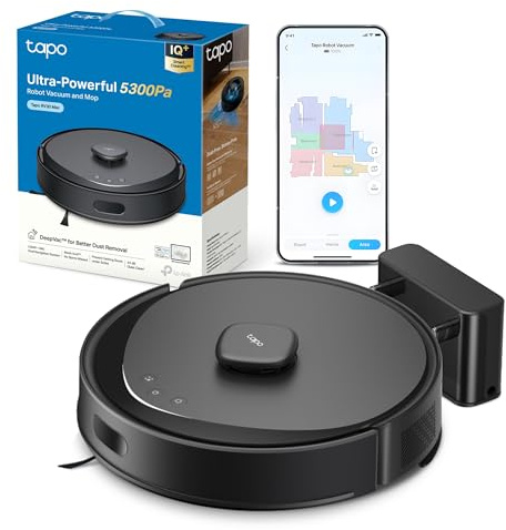 Tapo RV30 Max 5300Pa Hyper Suction Robot Vacuum Cleaner with Mop without remote, Faster Mapping LiDAR+IMU Dual Navigation, Auto-Charging, Virtual Walls, Robotic Vacuums, Voice Control