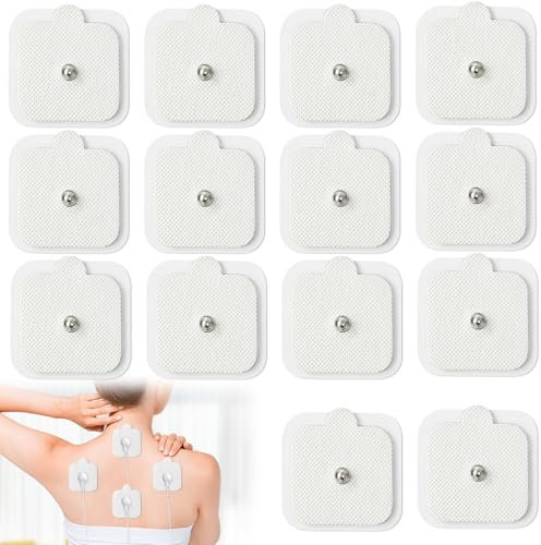 30er Set TENS EMS Elektroden Pads Vliesstoff selbstklebend mit Kabelanschluss Fußstecker 5x5 cm elektroden klebeelektroden Kompatibel mit TENS- und EMS-Geräten | Wiederverwendbar | Hautfreundlich
