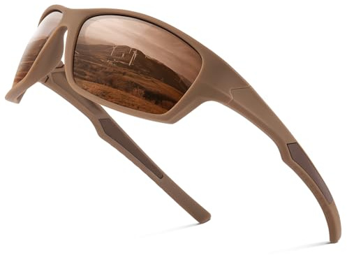 suoso Sportbrille-Herren-Damen-Sport Sonnenbrille-Polarisierte-UV400 Schutz-Sunglasses-Men-Women-Sonnenbrille Schwarz-Fahrradbrille-Rennrad brille，5-dunkelbraun