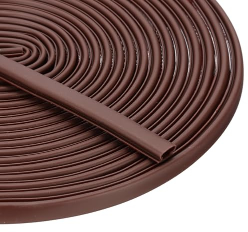 PATIKIL 49 Feet Rubber Weather Stripping Door Seal Strip, Self-Adhesive Door Insulation Weather Strip Soundproofing D Shape Seal for Frame Large Gap, Brown