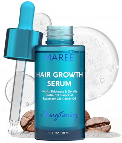 MAREE Hair Growth Serum - Caffeine Peptides Castor Rosemary Oil for Hair Growth - Products for Women & Men - Hair Oils for Hair Growth - Hair Regrowth Tonic - Scalp Serum - Suero Para El Cabello