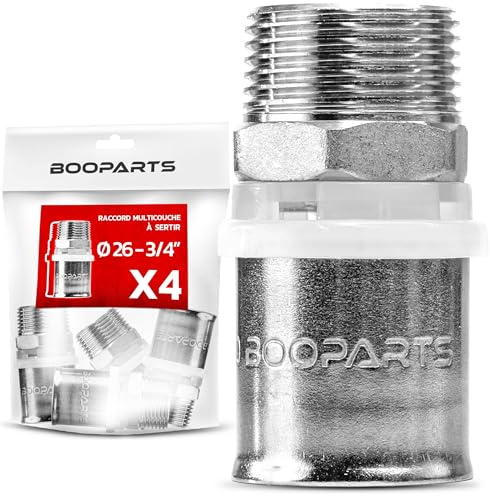 BOOPARTS – 4 piezas – Conexión multicapa 26 – M3/4 (20/27) a crimpado contorno TH – acoplamiento multicapa para crimpado recto macho – accesorio de plomería para tubo multicapa 26