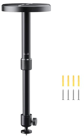 Aurzen Ceiling Projector Mount Bracket, 360° Rotation & 90° Tilt, Adjustable 9-15 Length, ¼-Inch Screw, Compatible with TMY, HAPPRUN, Yaber, Epson & Most Projectors for Ceiling/Wall Use