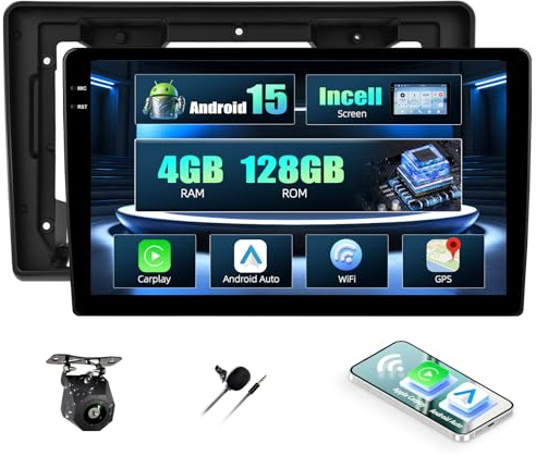 CAMECHO 4+128G Navi Autoradio 9 Zoll für FIAT Ducato/Peugeot Boxer/Citroen Jumper 2011-2022 mit Rückfahrkamera, Android 15 Wireless Carplay Android Auto Bluetooth Radio mit WiFi GPS FM/RDS +Canbus