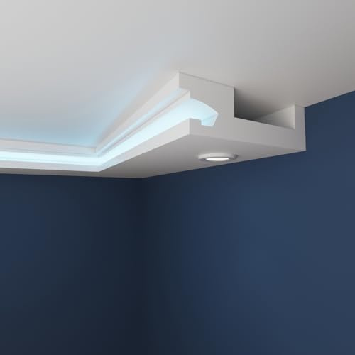 WOLDECOR Premium LED Ceiling Coving Cornice, Lightweight XPS Moulding for Ceilings, Easy DIY Fit, Coving for Ceilings, Paintable Surface, Crack Moisture Resistant Trim (WLS12, Sample 20cm)