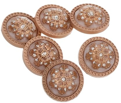 LIFKOME 6pcs Metal Buttons for Jackets and Coats with High Shank Rhinestone Enamel Design Quick Fastening Replacement Buttons for Men Coat DIY Sewing and Crafting Accessories