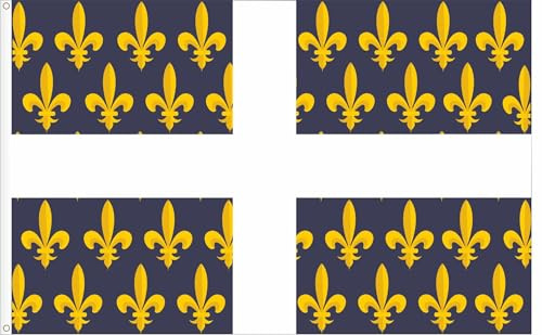 BANDERA REAL DE FRANCIA CRUZ DE SAN MIGUEL. S.XV. CALIDAD RASO PREMIUM 120D. TAMAÑO GRANDE 150X90 CM