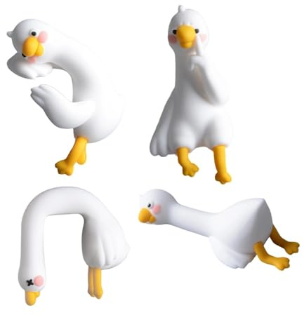 4 piezas de adornos de escritorio de pato perezoso So Tired, lindas figuras de pato pequeño para monitor, salpicadero de coche y decoración de escritorio, accesorio de pato en miniatura de resina
