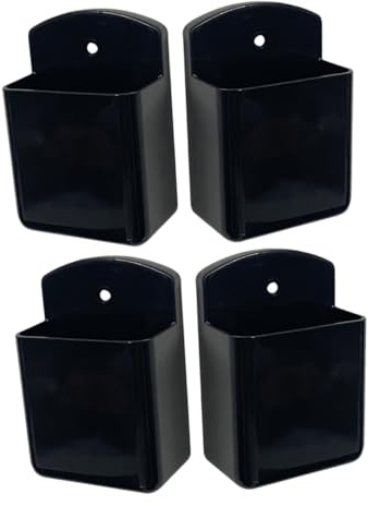 Homoyoyo Lot de 4 Supports Muraux pour Télécommandes Noirs, Organisateurs Adhésifs sans Perçage, Support de Rangement Mural Multifonctionnel pour Télécommandes et Petits Objets, pour Salon