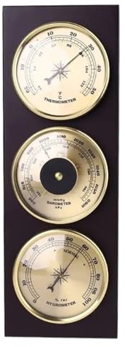 Stazione Meteo 3 pezzi/set barometro termometro igrometro stazione meteorologica con cornice in legno ornamenti di base 31 cm x 11