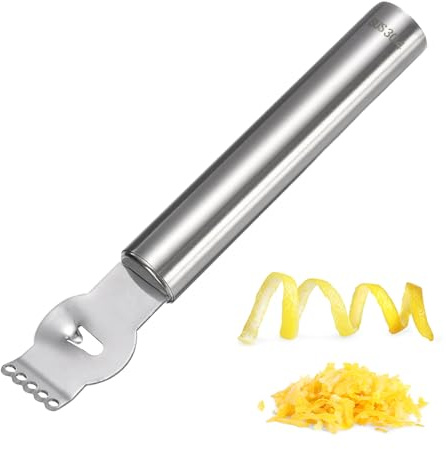 sourcing map Lemon Zester Tool, Stainless Steel Citrus Zester with Channel Knife Grater Sharp Rind Twist Orange Peeler for Cocktail Garnishes Bar Kitchen, Silver