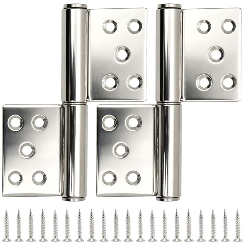 2 Piezas de Bisagras para Puerta, Bisagras Desmontables de Bandera de Acero Inoxidable de 132mm/5.2 Pulgadas, Bisagras de Articulación Deslizante con Rotación de 360 Grados para Puertas Interiores y