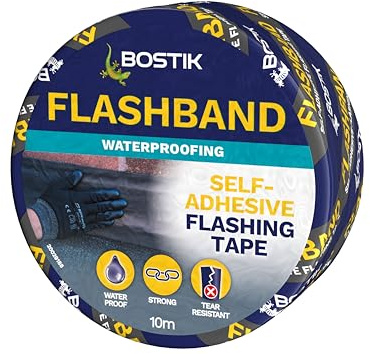Bostik Flashband Self Adhesive Flashing Tape for Roofs Grey - 600mm x 10m | Provides an Instant Watertight Seal