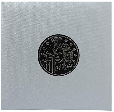 Exacompta 96000E Premium Münzalbum Numismatik mit 5 Seiten für je 43 Münzen in 20, 25 und 30mm, getrennt durch rote Register, Münzenalbum Sammelalbum Ringbuch silber/metallic