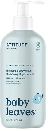 ATTITUDE 2in1 Hair Shampoo and Body Wash for Baby, Plant and Mineral-Based Gentle Formula, EWG Verified, Vegan Baby Products, Good Night, 473 mL