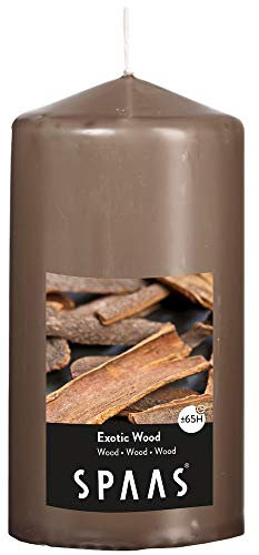 Spaas Candela cilindrica profumata 80/150 mm, 65 Ore, Legno Esotico