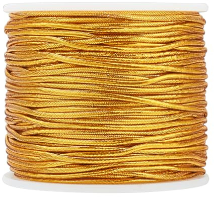 PH PandaHall 50m Cordino Elastico Oro 2mm Filo per Braccialetti, Cordoncini Elastici Metallici per Bracciali Scintillante Confezioni Regalo Natale Gioielli Artigianato Fai Da Te