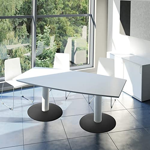 Weber Büro Optima Konferenztisch Bootsform 180x100 cm Besprechungstisch Perlgrau Tisch Esstisch Küchentisch