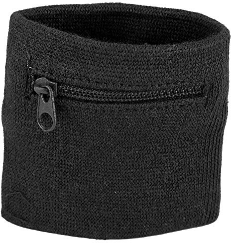 Schlüsselbund Geldbörse Unisex Armband mit Reißverschluss Tasche Münzschlüssel Aufbewahrung für Gym Running Basketball (schwarz)