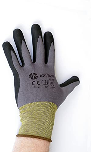 ATO Tools SuperFlex Arbeitshandschuhe Montagehandschuhe Nitril Nylon (10 (XL), 5 Paar)