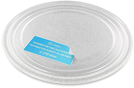 DL-pro Piatto girevole universale, 27 cm, piatto girevole liscio, piatto in vetro, piatto girevole 270 mm, rotondo, ricambio per forno a microonde