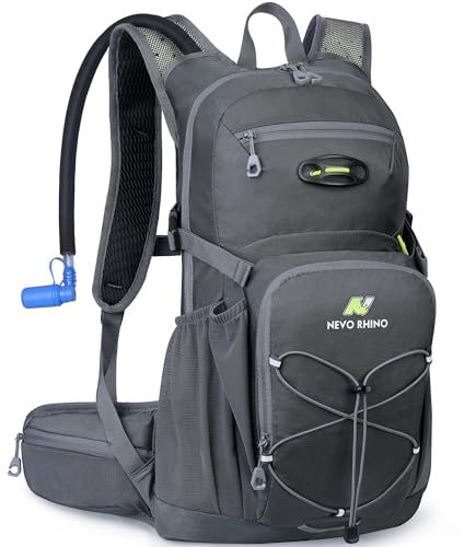 N NEVO RHINO Trinkrucksack, 18L Mehrzweck-Wanderrucksack mit 3L Wasserblase, Wasserrucksack Isolierter Trinkrucksack Ideal für Wandern und Radfahren
