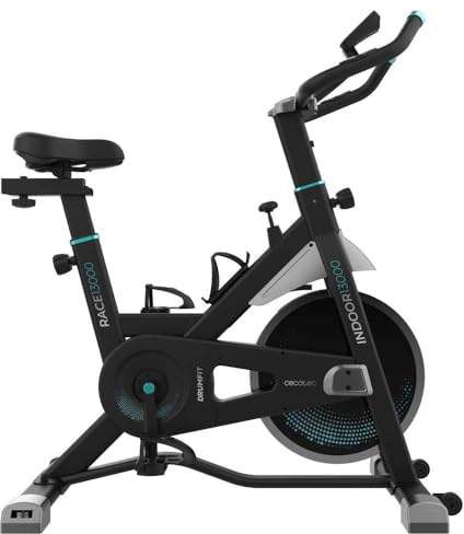Cecotec Bicicleta Estática Indoor DrumFit Indoor, Volante de inercia de 6 a 13 Kg, Resistencia Manual, Monitor LCD, Pulsómetro, Soporte de Dispositivos, Botella, Porta Botellas y Calapiés
