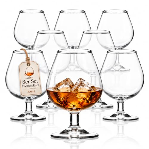 Stephans Möbelbörse 8er Set Cognacgläser Brandygläser | Cognac Brandy Schwenker Weinbrand Cocktail Glas | 350ml | Perfekt für Zuhause, Restaurants und Partys | Spülmaschinenfest