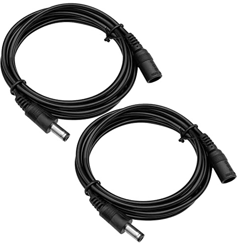 2er-Pack 1 m DC-Verlängerungskabel, reines Kupfer, 12 V DC-Netzteil-Verlängerungskabel, 5,5 mm x 2,1 mm, für Überwachungskameras, Router, LED-Streifen, Drucker, Monitore und mehr – Schwarz