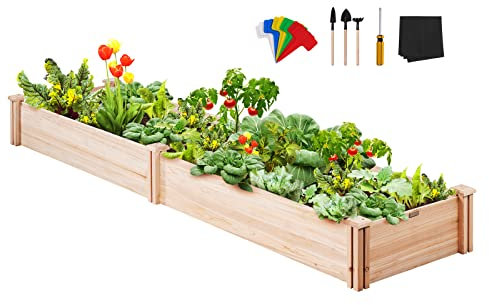 VEVOR Aiuola da Giardino Rialzata, Fioriera in Legno da 7,9 x 2 x 0,8 Piedi, Scatole per Piante da Esterno con Base Aperta, per Coltivare Fiori/Verdure/Erbe in Cortile/Giardino/Patio/Balcone