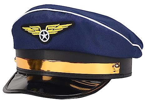 Lezevn Cappello da pilota della compagnia aerea, cappello da capitano di Halloween, accessorio per feste a tema, cappelli e costumi (blu navy)
