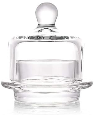 Butter Dish European-Style Household Lead-Free Glass Butter Cover Round Dessert Plate Pastry Dust Box Lemon Cover Butter Container Kitchen Gift