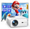 【Netflix/Youtube in Android & Auto Keystone】Projector,1s Focus 28000 Lumen Portable WiFi 6 Bluetooth FHD 1080P Smart Projector 4K Support, 50% Zoom 300 Display Home Cinema, Camping with Tripod