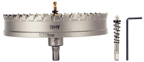 CENYB 7 (178mm) Tungstencarbidtäckt hålsåg med 2 st titanbelagda pilotbormaskar för hårda metaller, rostfritt stål, järn, aluminium legering, trä och plast.