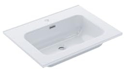BAIKAL Lavabo Sobre Encimera Rectangular | Cerámico Blanco Brillo | Fondo 46cm | Ancho 61cm