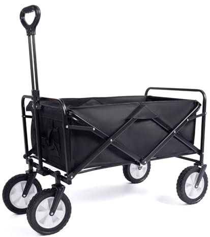 Kcolic Zusammenklappbarer Campingwagen, Zusammenklappbarer Wagen Auf Rädern, Verstellbarer Griff, Ideal Zum Einkaufen, Für Gartenarbeiten, Camping, Angeln, 150 Kg Tragkraft G