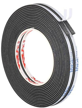 PATIKIL 5m Dichtungsband Selbstklebend, 5mm(B) x 2mm(D) Dichtband für Fenster Türen, Schaumstoff Klebeband 2 Rollen, Schwarz
